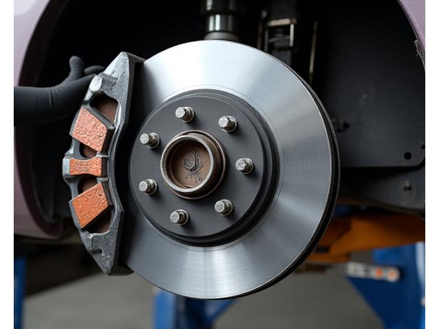 Close-up of brake disc and caliper
