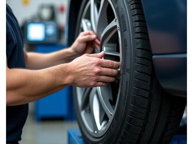 Mechanic working on tires